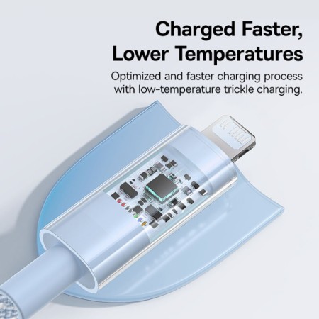 Cablu USB-C la Lightning, Fast Charging 20W, 2m - Baseus Gem (P10373001311-01) - Galaxy Blue