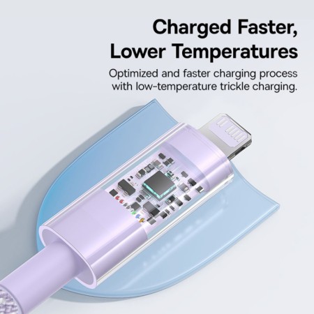 Cablu USB-C la Lightning, Fast Charging 20W, 2m - Baseus Gem (P10373001511-01) - Nebula Purple