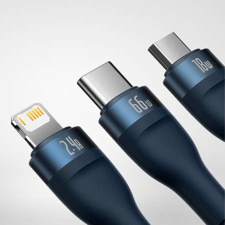 Cablu de Date 3in1, USB, 66W, 1.2m - Baseus Flash Series 2 (CASS040003) - Blue