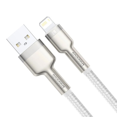 Cablu USB to Lightning, 2.4A, 480Mbps, 1m - Baseus Cafule Series Metal (CALJK-A02) - White