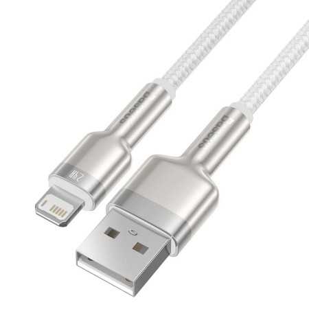 Cablu USB to Lightning, 2.4A, 480Mbps, 1m - Baseus Cafule Series Metal (CALJK-A02) - White