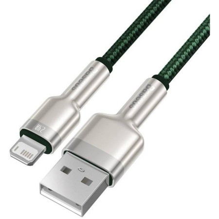 Cablu USB to Lightning, 2.4A, 480Mbps, 1m - Baseus Cafule Series Metal (CALJK-A06) - Green