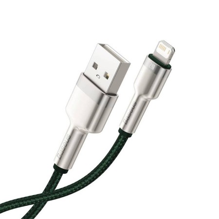 Cablu USB to Lightning, 2.4A, 480Mbps, 1m - Baseus Cafule Series Metal (CALJK-A06) - Green