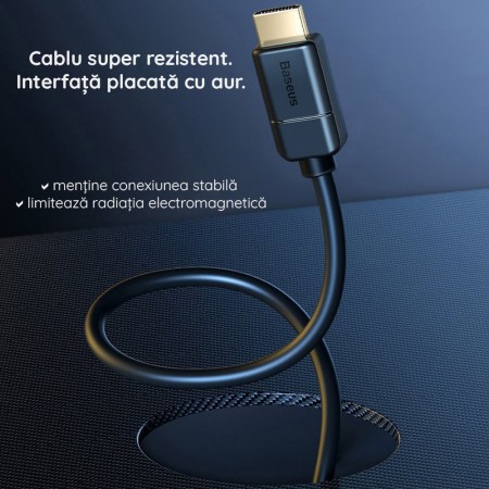 Cablu Video HDMI la HDMI 4kat30Hz, 5m - Baseus (CAKGQ-D01) - Black