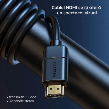 Cablu Video HDMI la HDMI 4kat30Hz, 5m - Baseus (CAKGQ-D01) - Black