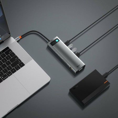 Hub USB-C to 3 x USB, Type-C, VGA, 2x HDMI, TF/SD - Baseus (CAHUB-CT0G) - Grey