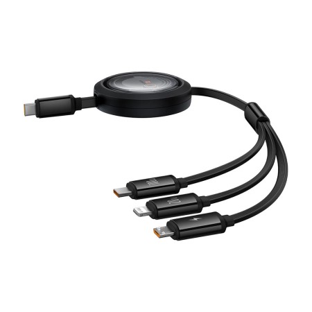 Cablu de Date USB-C la Type-C, Lightning, Micro-USB, 100W, 1.1m - Baseus Free 2 Draw (P10368700111-04) - Cluster Black