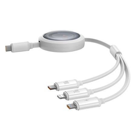 Cablu de Date USB-C la Type-C, Lightning, Micro-USB, 100W, 1.1m - Baseus Free 2 Draw (P10368700211-03) - Moon White