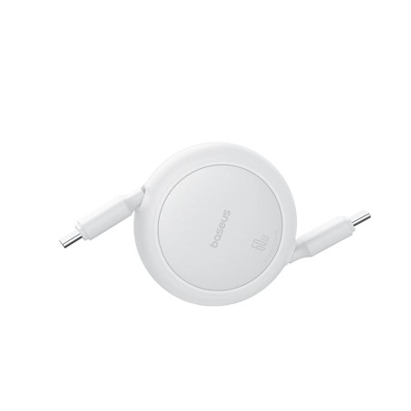 Cablu de Date Type-C la Type-C, 60W, 1m - Baseus Free2Pull Mini (P10364500211-01) - Moon White