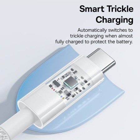 Cablu USB la Type-C, Super Fast Charging 100W, 1m - Baseus Gem (P10373002211-00) - Moon White