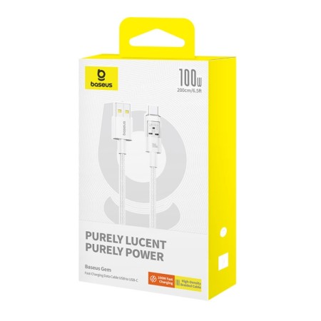 Cablu USB la Type-C, Super Fast Charging 100W, 2m - Baseus Gem (P10373002211-01) - Moon White