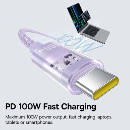 Cablu USB-C la Type-C, Super Fast Charging 100W, 2m - Baseus Gem (P10373000511-01) - Nebula Purple