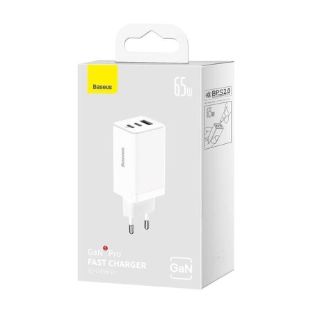 Incarcator EU 3in1, 65W, Cablu Type-C - Baseus GaN5 Pro (CCGP120202) - White