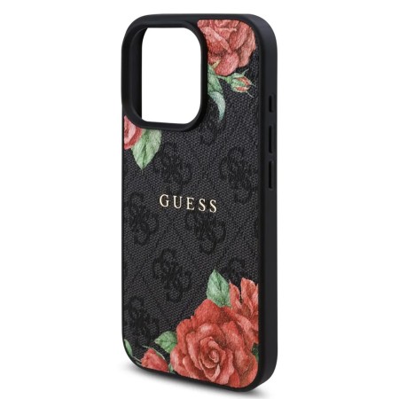 Husa pentru iPhone 16 Pro - Guess Hardcase 4G Flower Print MagSafe - Black