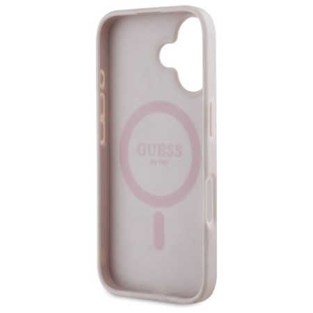 Husa pentru iPhone 16 - Guess Hardcase 4G Flower Print MagSafe - Pink