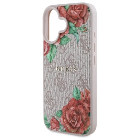 Husa pentru iPhone 16 - Guess Hardcase 4G Flower Print MagSafe - Pink