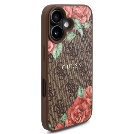 Husa pentru iPhone 16 - Guess Hardcase 4G Flower Print MagSafe - Brown