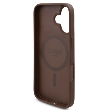 Husa pentru iPhone 16 - Guess Hardcase 4G Flower Print MagSafe - Brown