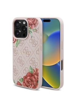 Husa pentru iPhone 16 Pro - Guess Hardcase 4G Flower Print MagSafe - Pink