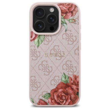 Husa pentru iPhone 16 Pro - Guess Hardcase 4G Flower Print MagSafe - Pink