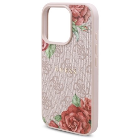 Husa pentru iPhone 16 Pro - Guess Hardcase 4G Flower Print MagSafe - Pink