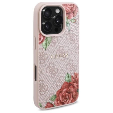 Husa pentru iPhone 16 Pro - Guess Hardcase 4G Flower Print MagSafe - Pink