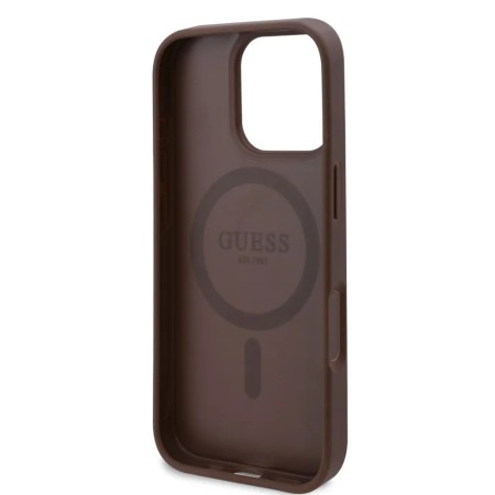 Husa pentru iPhone 16 Pro - Guess Hardcase 4G Flower Print MagSafe - Brown