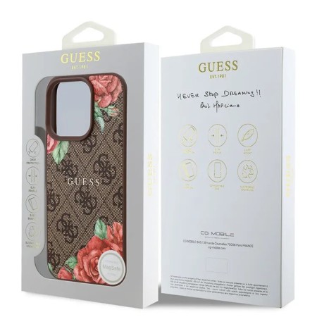 Husa pentru iPhone 16 Pro - Guess Hardcase 4G Flower Print MagSafe - Brown