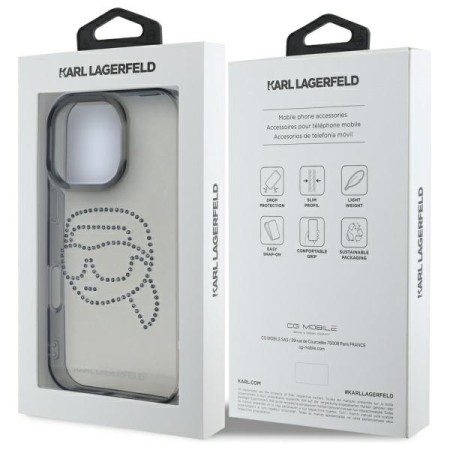 Husa pentru iPhone 16 Pro Max - Karl Lagerfeld IML Rhinestones - Karl Head