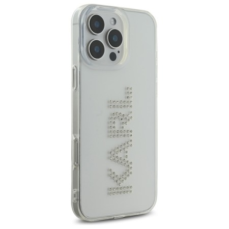 Husa pentru iPhone 16 Pro Max - Karl Lagerfeld IML Rhinestones - Transparent Logo