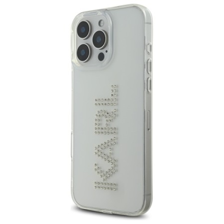 Husa pentru iPhone 16 Pro Max - Karl Lagerfeld IML Rhinestones - Transparent Logo