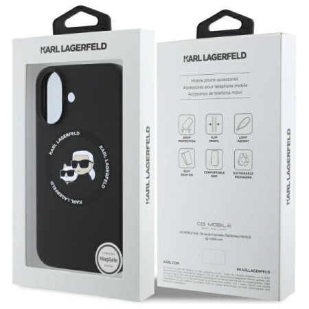 Husa pentru iPhone 16 - Karl Lagerfeld Silicone MagSafe - KarlandChoupette Head