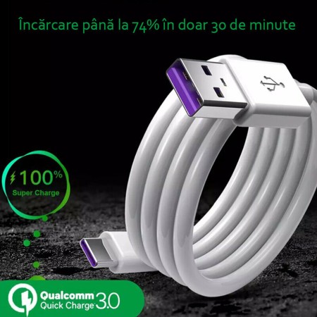 Cablu de Date USB la Type-C Fast Charge 5A, 480Mbps, 1m - Huawei AP71 (HL-1289) - White (Bulk Packing)