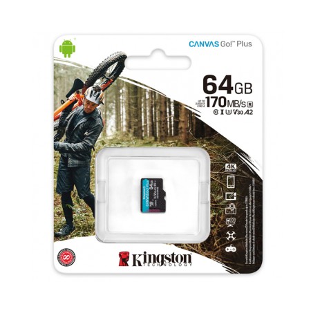 Card de Memorie, 64GB - Kingston Canvas Go Plus (SDCG3/64GBSP) - Black