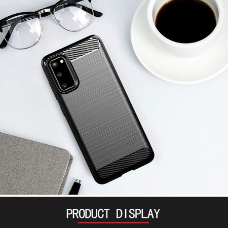 Husa pentru Samsung Galaxy S20 4G / S20 5G - Techsuit Carbon Silicone - Black