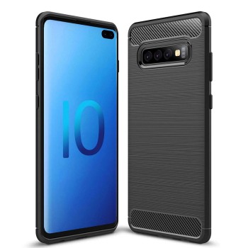 Husa pentru Samsung Galaxy S10 Plus - Techsuit Carbon Silicone - Black