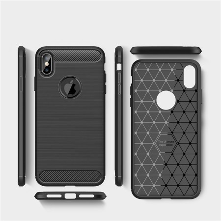 Husa pentru iPhone XS Max - Techsuit Carbon Silicone - Black