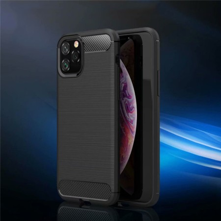 Husa pentru iPhone 11 Pro - Techsuit Carbon Silicone - Black