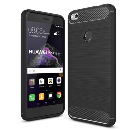 Husa pentru Huawei P9 Lite 2017 / P8 Lite 2017 - Techsuit Carbon Silicone - Black