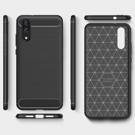 Husa pentru Huawei P20 - Techsuit Carbon Silicone - Black