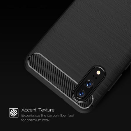 Husa pentru Huawei P20 - Techsuit Carbon Silicone - Black