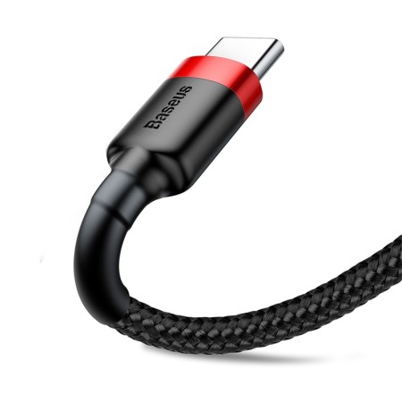 Cablu de Date USB Type-C, 2A, 3m - Baseus Cafule (CATKLF-U91) - Red Black