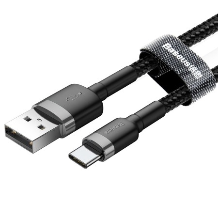 Cablu de Date USB Type-C, 2A, 2m - Baseus Cafule (CATKLF-CG1) - Gray Black