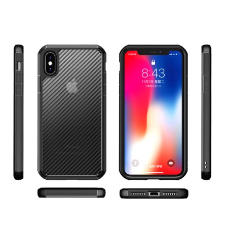 Husa pentru iPhone XS Max - Techsuit Carbon Fuse - Black