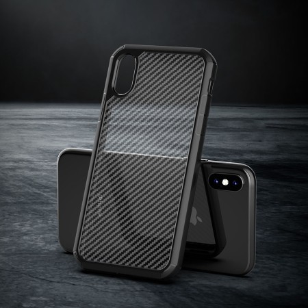 Husa pentru iPhone XS Max - Techsuit Carbon Fuse - Black