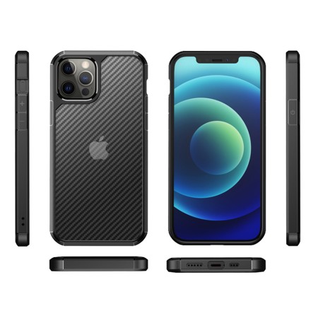 Husa pentru iPhone 12 Pro Max - Techsuit Carbon Fuse - Black