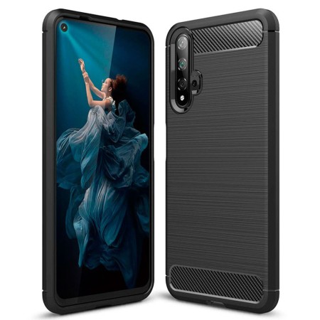 Husa pentru Huawei Nova 5T / Honor 20 - Techsuit Carbon Silicone - Black