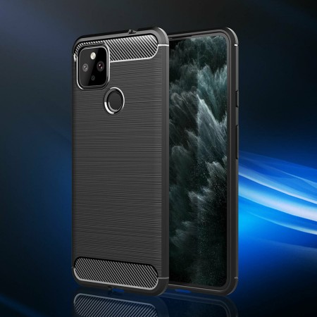 Husa pentru Google Pixel 4a 5G - Techsuit Carbon Silicone - Black