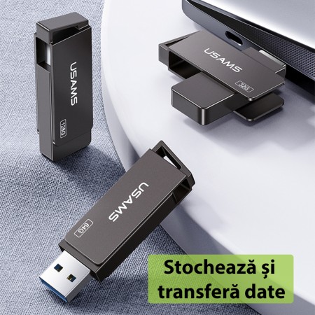 Stick de Memorie USB 16GB - USAMS Rotable (US-ZB194) - Iron Gray