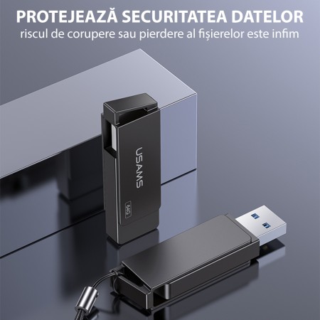 Stick de Memorie USB 128GB - USAMS Rotable (US-ZB197) - Iron Gray